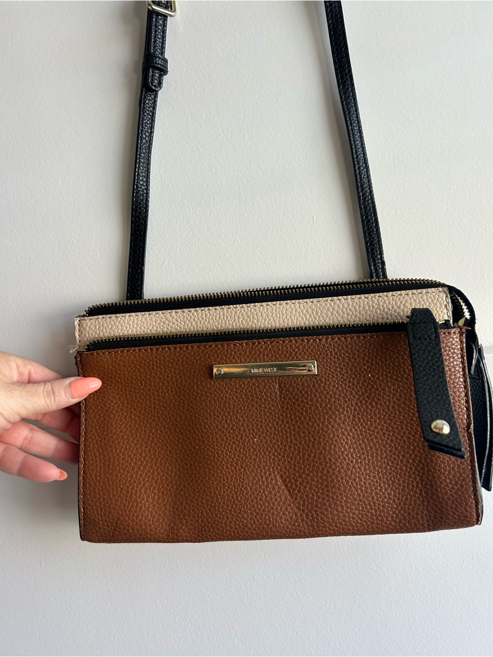 Nine West Brown, Cream & Black Crossbody Bag